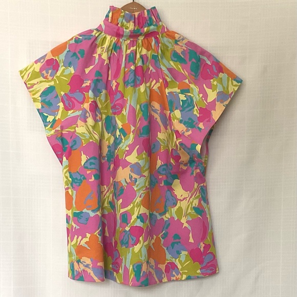 CROSBY by Mollie Burch Pink and Orange Abstract Blouse - Picture 2 of 7